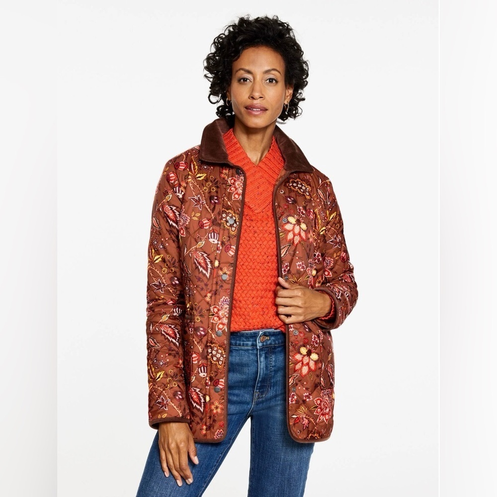 New Talbots Quilted Barn Jacket - Blooming Jacobean Small